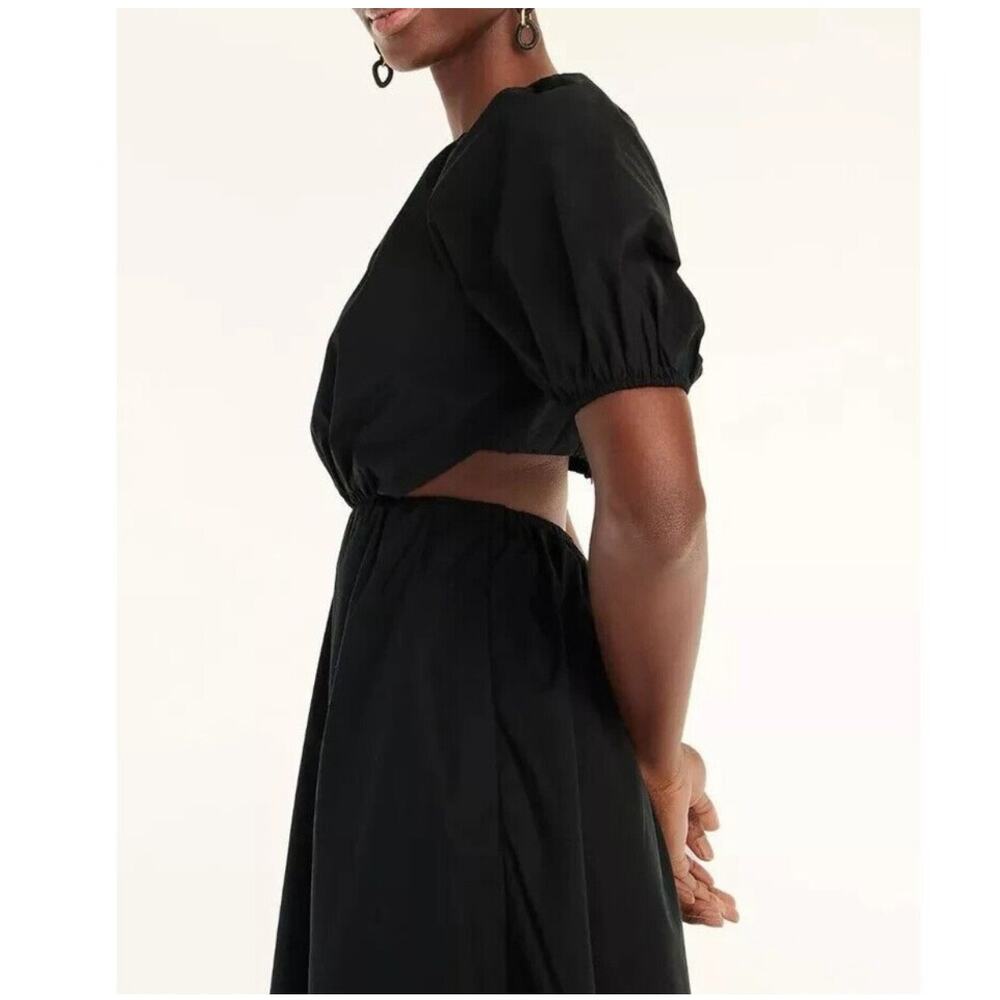 J. Crew Cotton Poplin Side Cut Out black Midi Dress SZ6